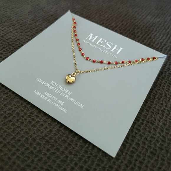MESH Red❤️ "Splash"🌊 and Gold Heart💛 Double✌️ Necklace - Picture 16 of 16